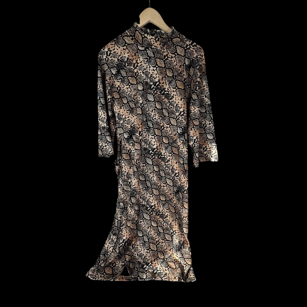 Zara‎ Woman Snake Print Self Belted Midi Dress Sz S